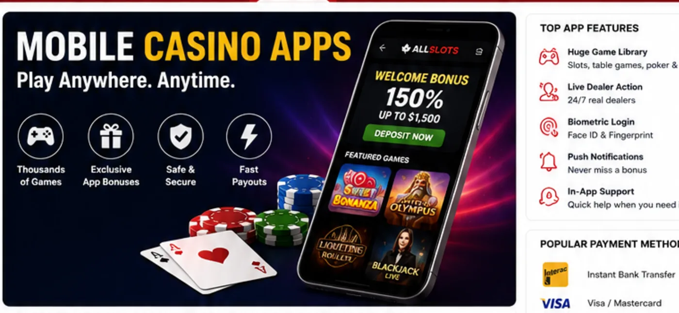 Original mobile casino apps guide hero with smartphone, cards and casino chips