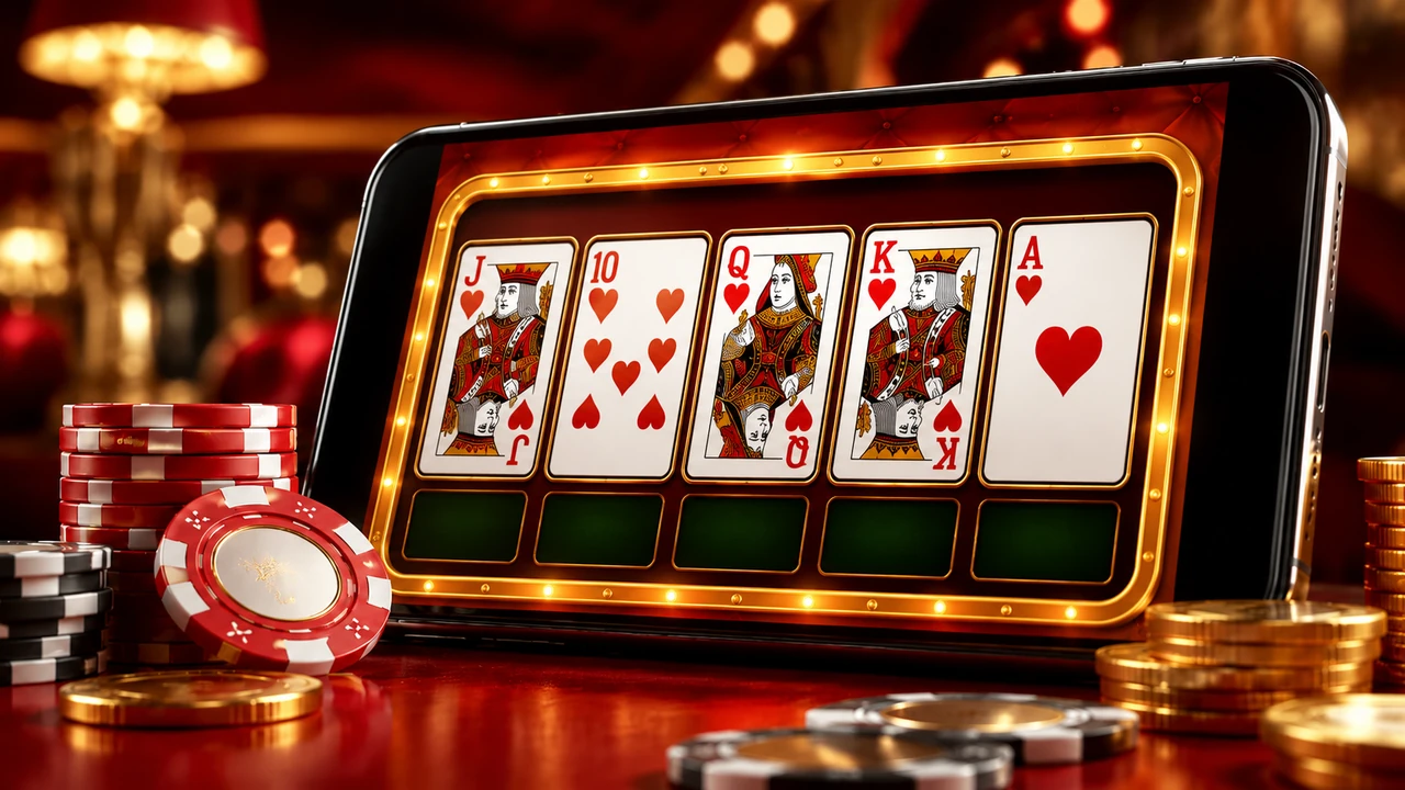 Blackjack cards on a mobile casino table