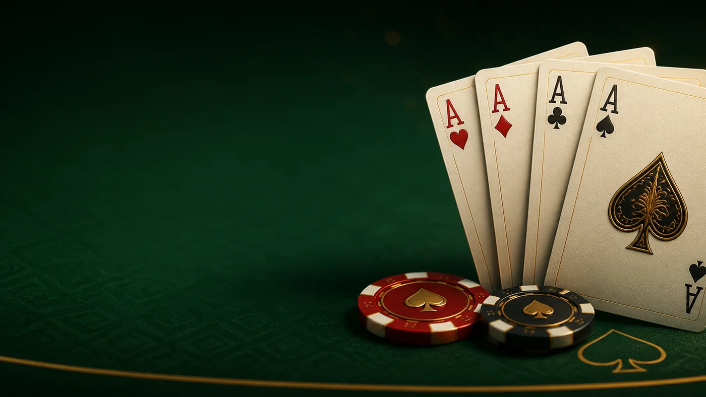 Original online poker hero with playing cards and casino chips